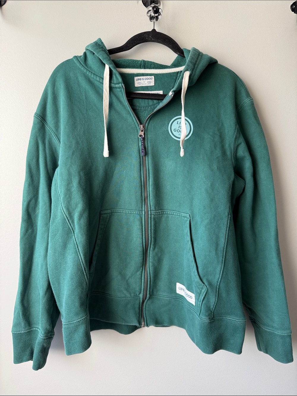 Life Is Good Teal Green Full-Zip Hoodie with Logo cotton large mountain